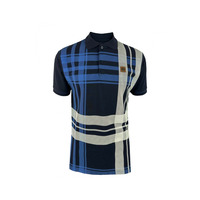 Trojan Trojan Oversize Check Panel Polo Shirt – Navy – XXXL