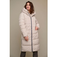 Rino & Pelle Rino & Pelle Keilafur Long Hooded Puffer Coat – Stone – 10