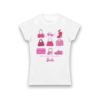 Bioworld Barbie Doll Sold Separately Shoes & Handbags Ladies Fit T-Shirt – White – S