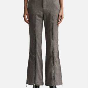 AIKA HERRINGBONE ZIP-UP BELL PANTS