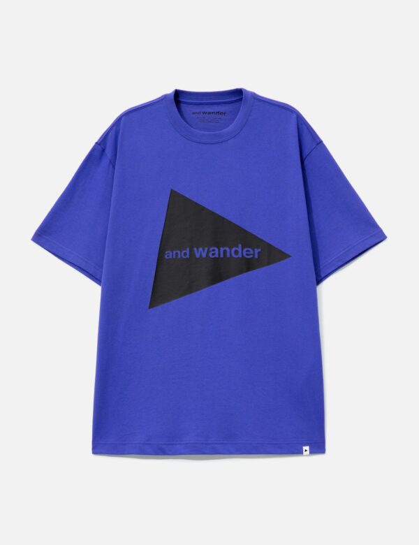 And Wander Big Logo Short Sleeves T-Shirt in Blue