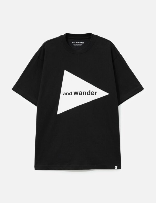 And Wander Big Logo Short Sleeves T-Shirt in Black