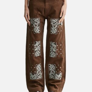 Bandana Embroidery Corduroy Pants