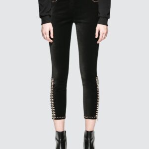 Beads Detail Velvet Pants