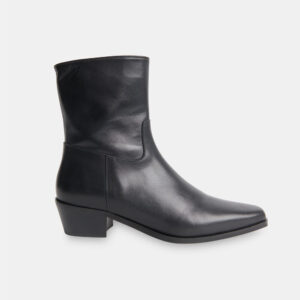 Black Clean Western Ankle Boot