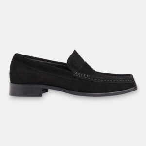Black Mora Suede Square Toe Loafer