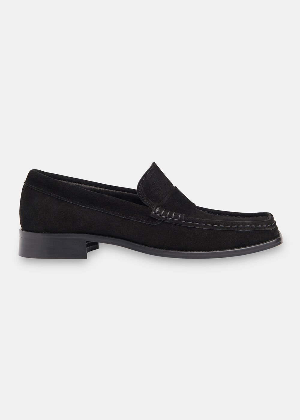 Black Mora Suede Square Toe Loafer