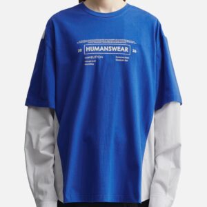 Blue Hybrid Layered Top