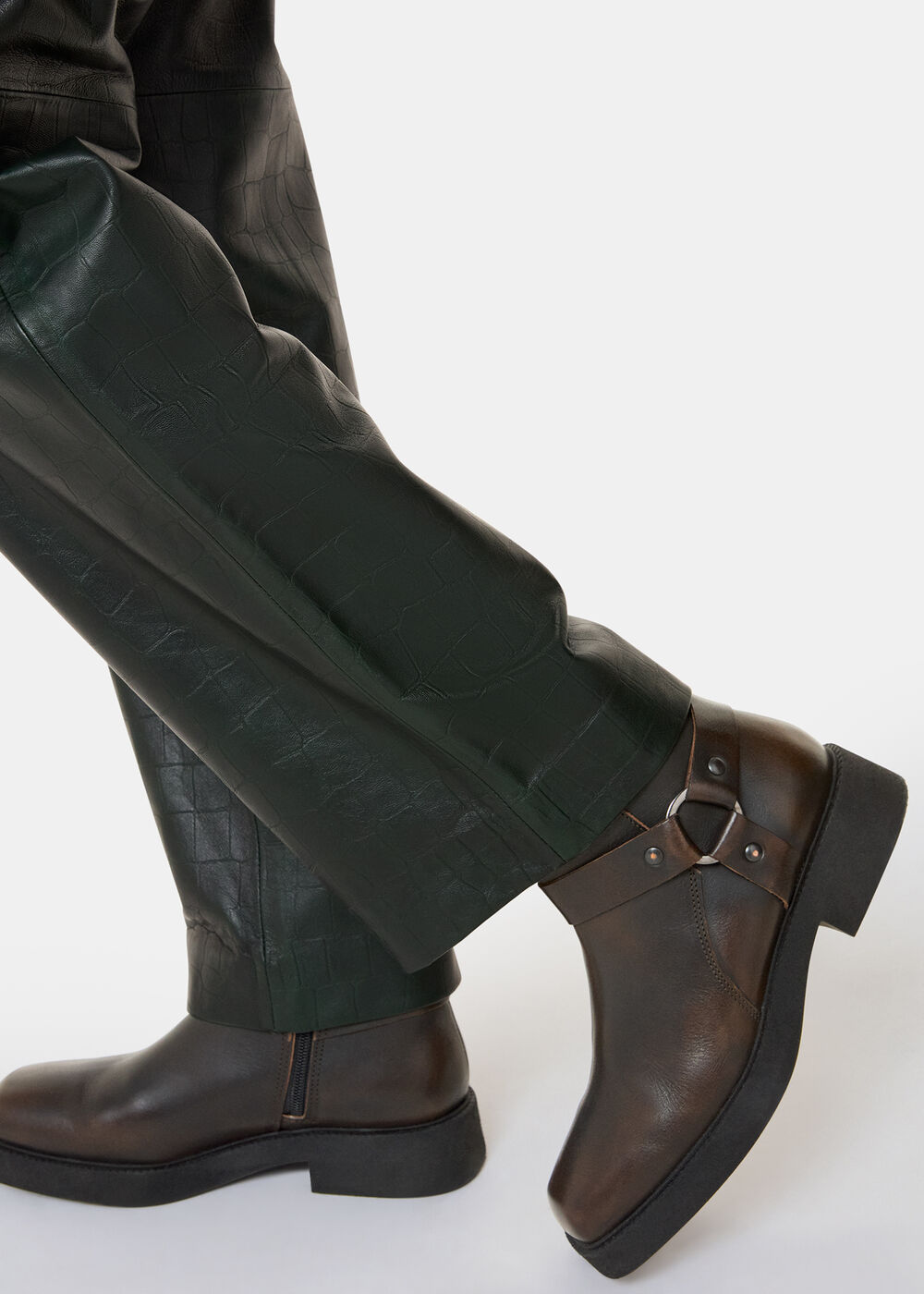 Brown Matteo Burnished Biker Boot