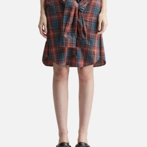 Check Shirt-wrapped Skirt Pants