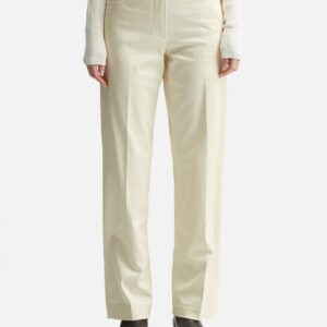 Cotton Gabardine Straight Leg Trousers
