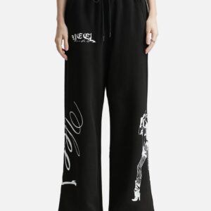 Cowgirl Print Wide Sweatpants Black Cowgirl Print Wide Sweatpants Black