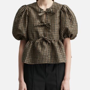 Crinkled Check Blouse