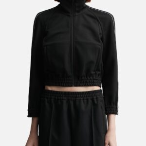 Cropped Track Jacket With Logo Tape In Pique