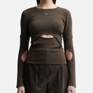 CUT-OUT WOOL AND CASHMERE BLEND TOP