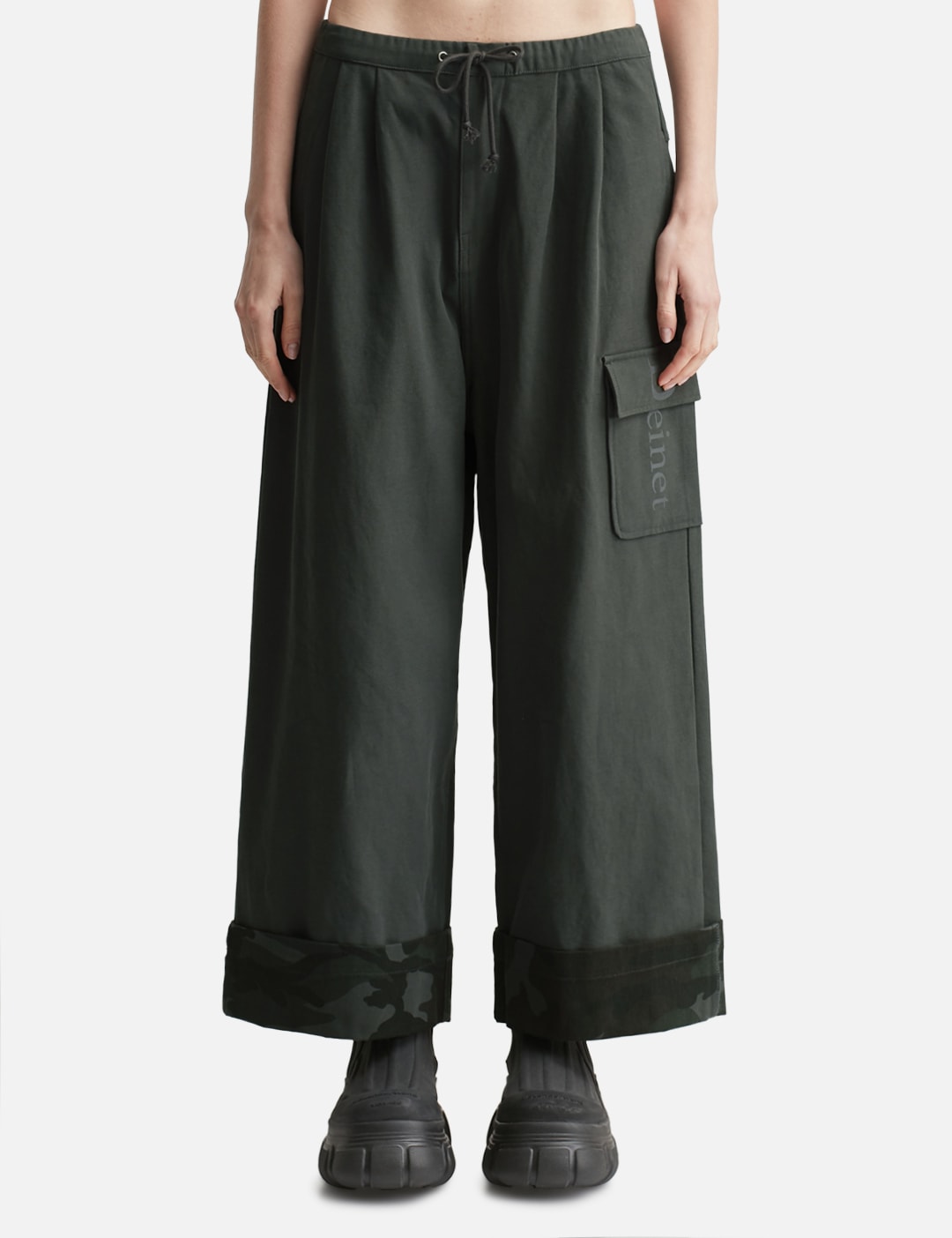 DEINET Roll Up Cargo Banding Pants Charcoal
