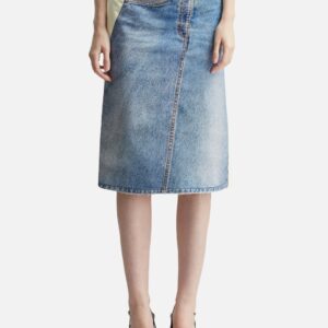 Denim Print Wrap Panel Skirt