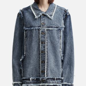 Distressed Raw Edge Denim Jacket