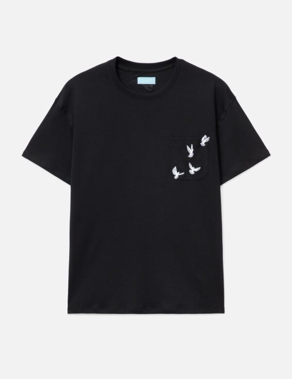 Doves Pocket T-Shirt in Black