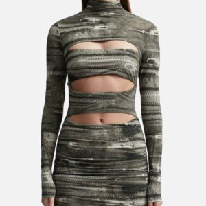 Elena Zipper Turtleneck Mini Dress