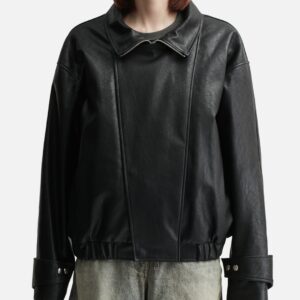 Faux Leather Bomber Jacket