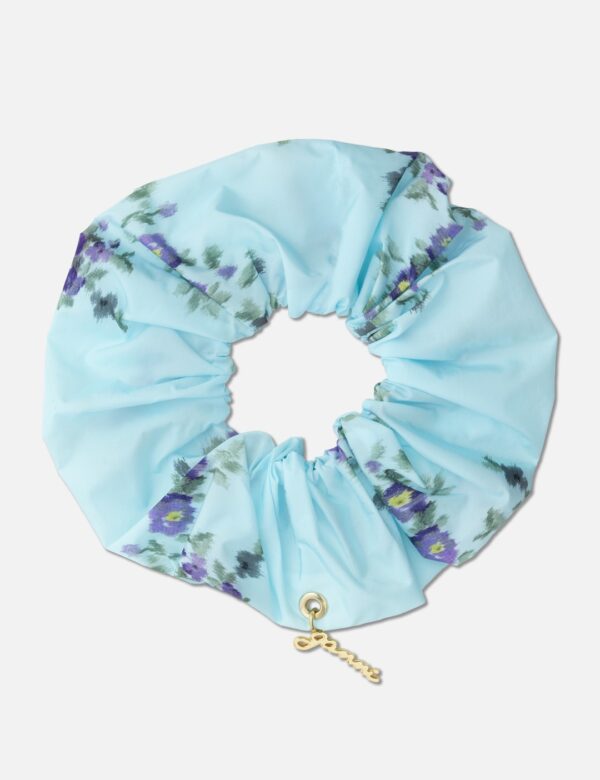 Floral Print Scrunchie in Iced Aqua