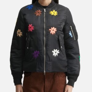Flower Embroidery Flight Jacket