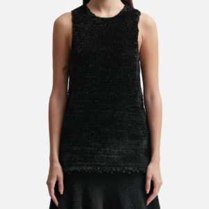 FRAYED VELVET KNITTED TANK TOP