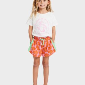 Girls 2-7 Happy Hibiscus Elastic Waist Shorts