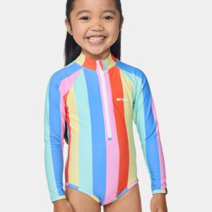 Girls 2-7 Ranbow Stripe Surf One Piece Swimsuit