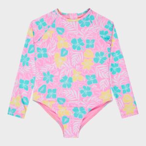 Girls 2-7 Tropical Square One Piece Rash Vest