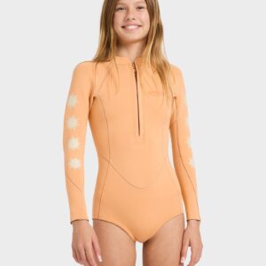 Girls 8-14 2/2mm Salty Dayz Natural Long Sleeve Springsuit Girls 8-14 2/2mm Salty Dayz Natural Long Sleeve Springsuit