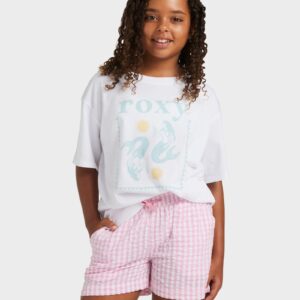 Girls 8-16 Daisy Check Lekeito Elastic Waist Shorts