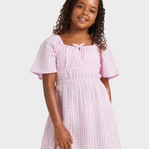 Girls 8-16 Daisy Check Mini Dress