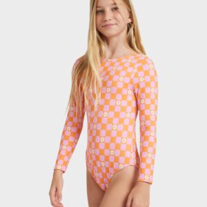 Girls 8-16 Flowe Check One Piece Rash Vest