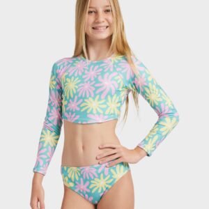 Girls 8-16 Flower Lover Lycra Two Piece Rash Vest