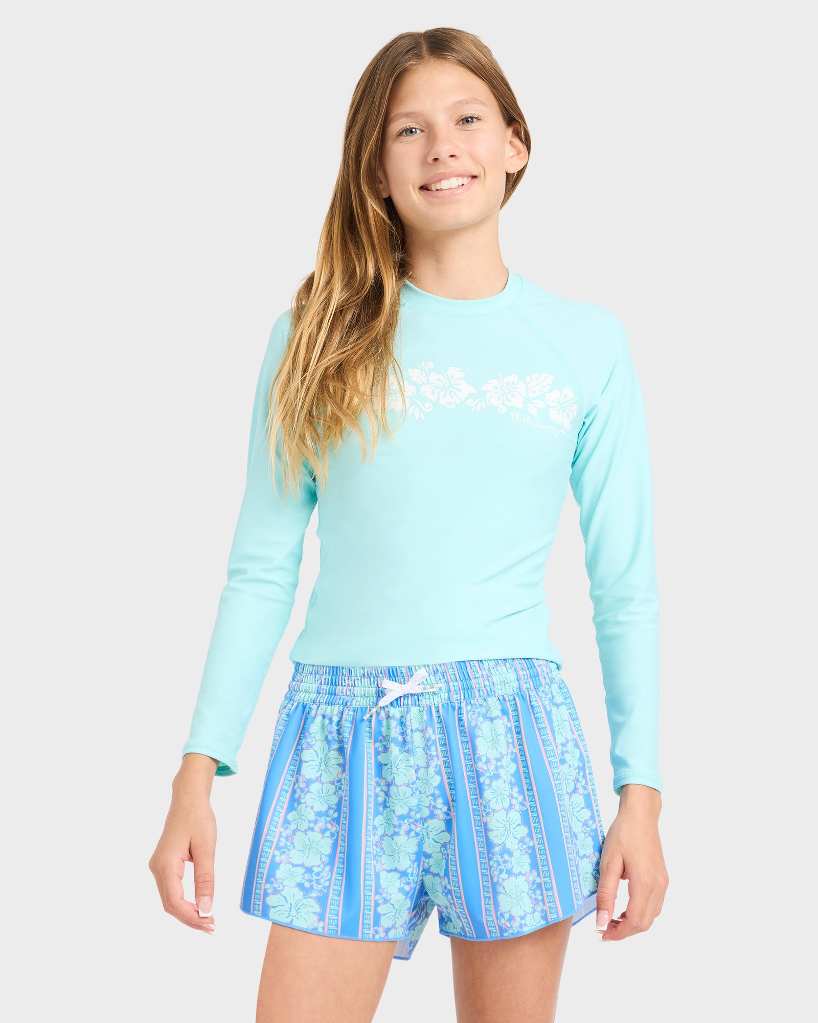 Girls 8-16 Happy Hibiscus Boardshorts