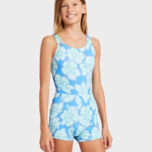 Girls 8-16 Happy Hibiscus Tank Surf Suit Girls 8-16 Happy Hibiscus Tank Surf Suit