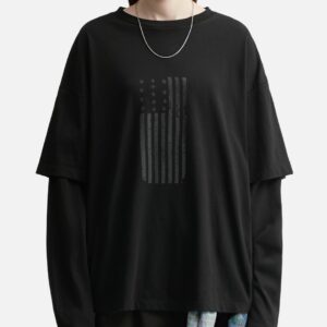 Graphic Double Layer Tee (American Flag) Graphic Double Layer Tee (American Flag)