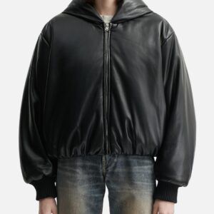 Hooded Faux Leather Jacket