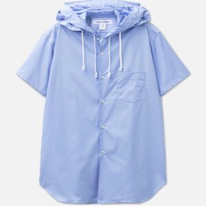 Hooded Short Sleeves Striped Shirt