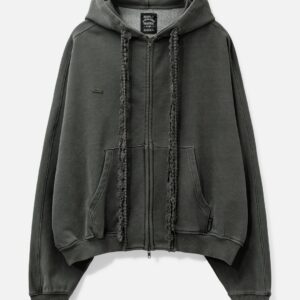 Laced Multi-Drawstring Zip-Up Hoodie