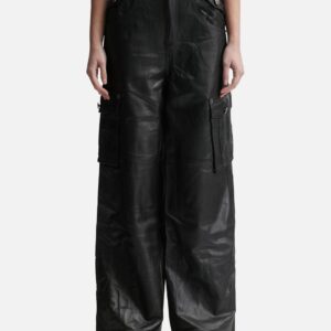 LEATHER CARGO PANTS