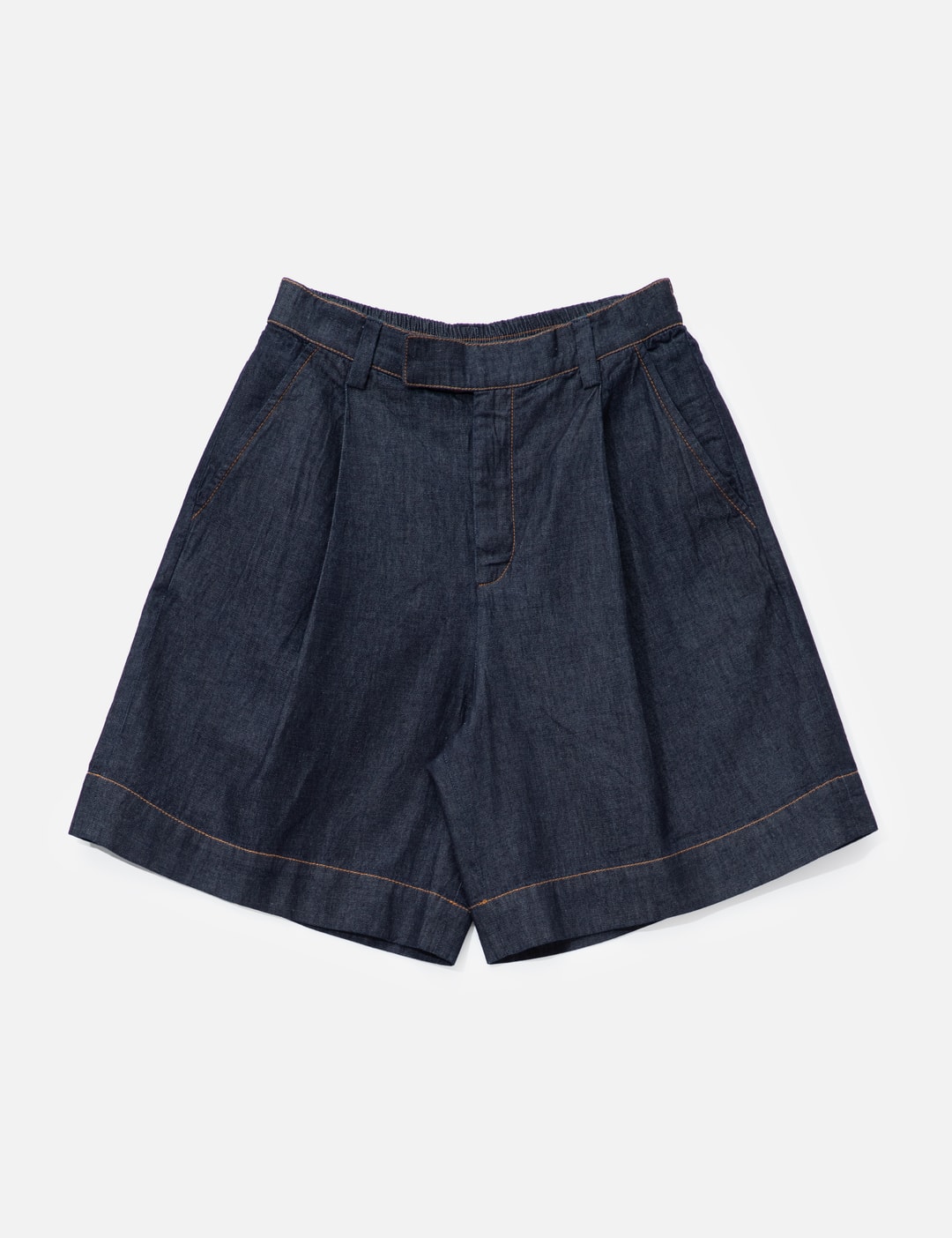 Light Denim Pleated Shorts