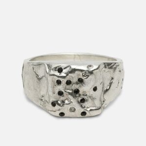 Matte Pinky Ring With Black Swarovski Matte Pinky Ring With Black Swarovski