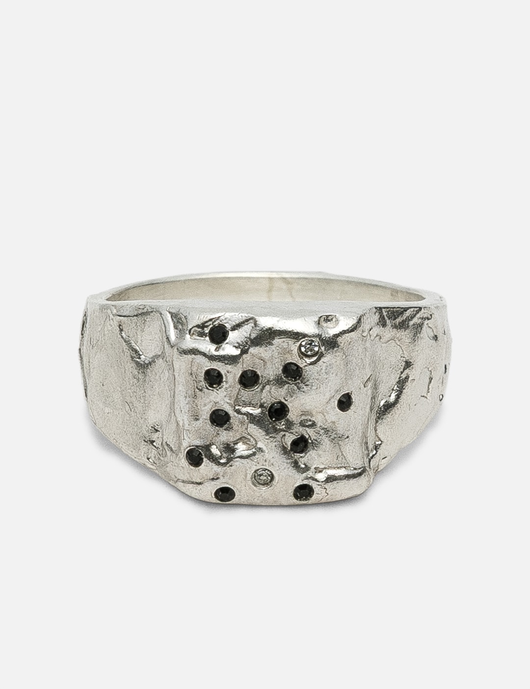 Matte Pinky Ring With Black Swarovski