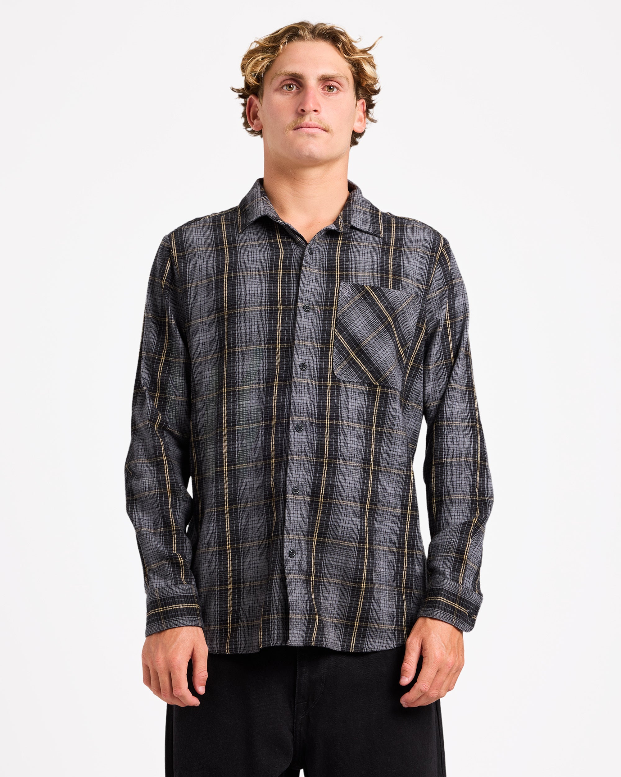Mens Heavy Twills Flannel Long Sleeve Shirt