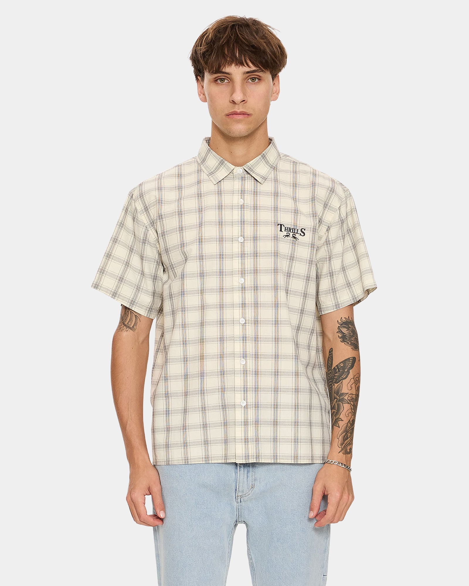 Mens Touch The Sky Check Short Sleeve Shirt