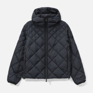 Merak Geometric-Quilted Hooded Short Down Jacket