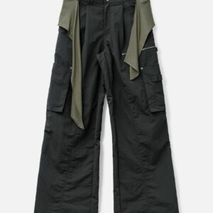 Mixed Layered Tie Jogger Pants